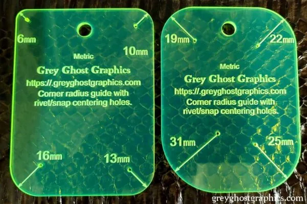 Corner radius template set Metric
