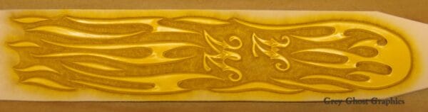 Flames after base coat of golden yellow.